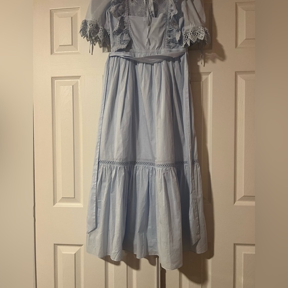 SELF-PORTRAIT 
Broderie Anglaise Cotton Midi Dress - Blue size 4 - Picture 5 of 12